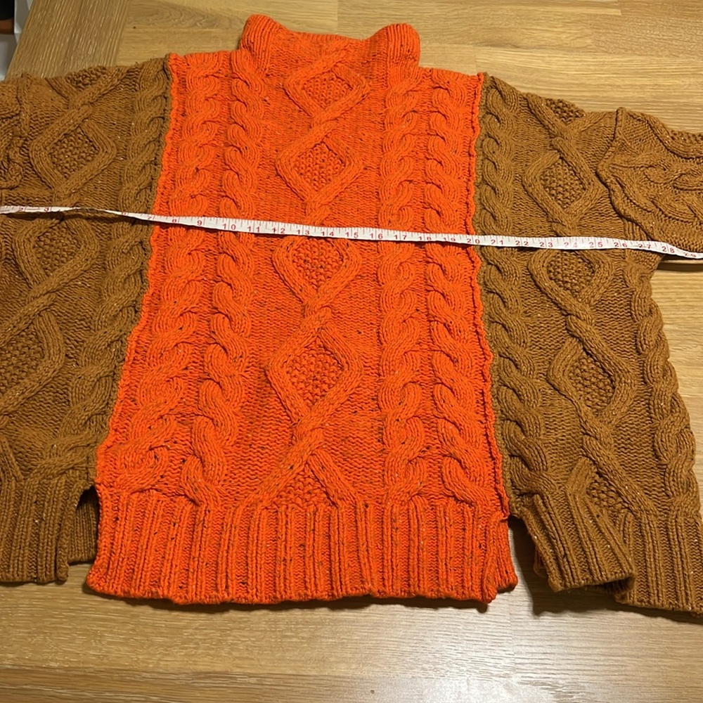 Free People Cable Knit Sweater - Orange and Brown size S NWOT - Picture 11 of 16